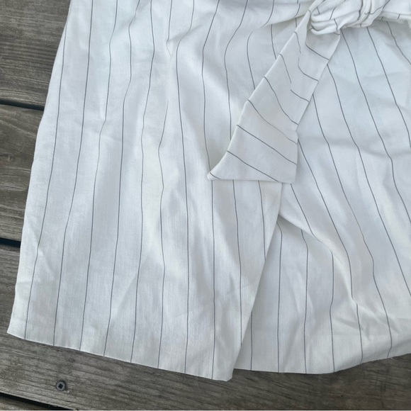 Mason D'amelie Paris cross front lined white black pinstripe tie skirt large - Picture 2 of 8